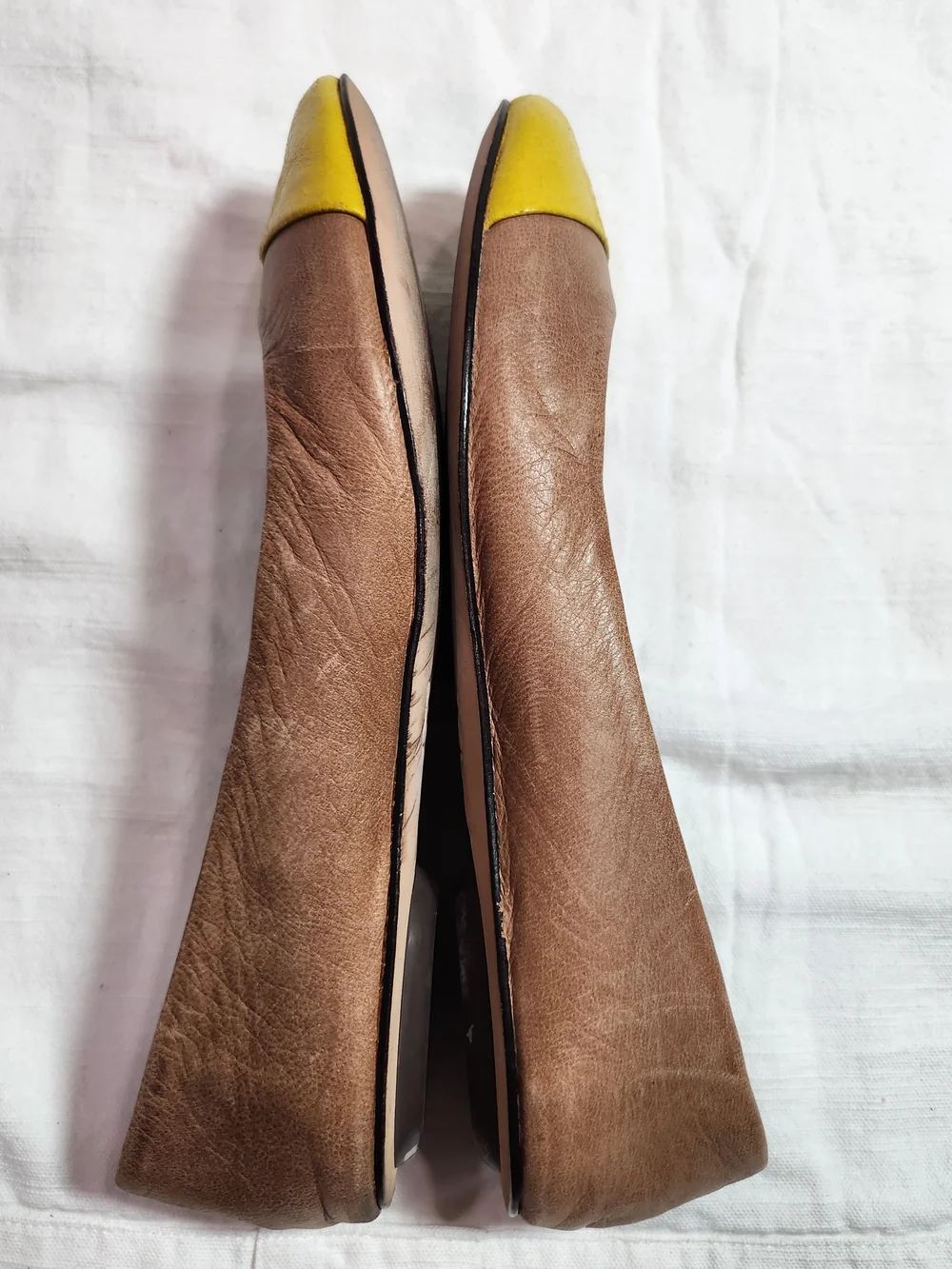 Pilcro and the Letterpress Tan Yellow Leather Cap Toe Ballet Flats Size 7M